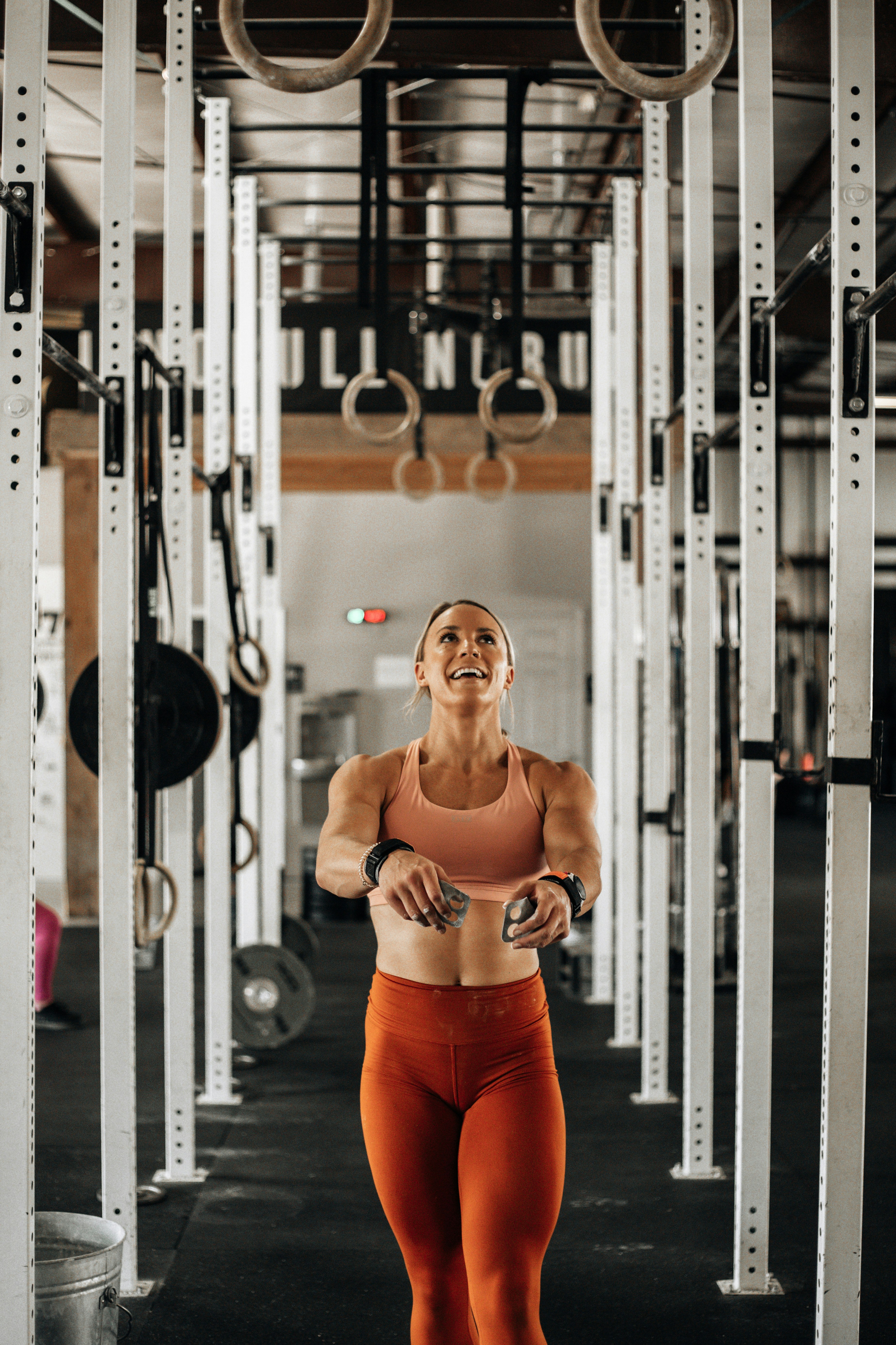 Athlete training in gym